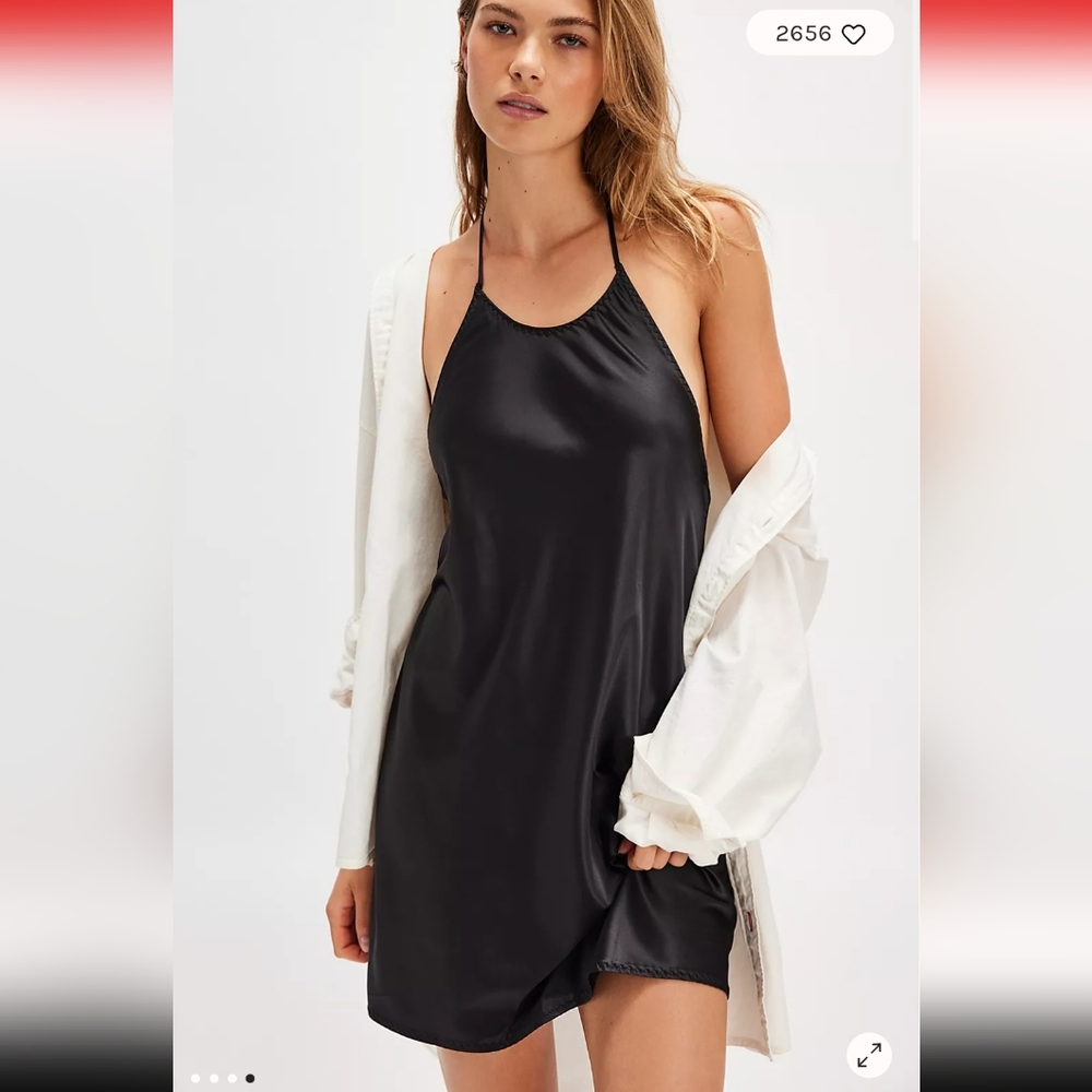 NWT Friday Fever Black Halter Mini Slip Dress
